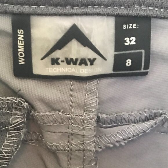 K-Way Technical Design gray convertible hiking pants w/zip off legs, size 8 - Picture 3 of 10